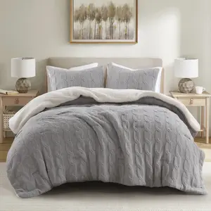 Madison Park MP10-8894 Cable Knit Chenille Comforter Set, Gray - King & California King