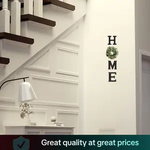 Wooden HOME Letters with Artificial Eucalyptus Wreath, Modern Hanging Farmhouse Sign, Wall Decor for Living Room and Kitchen and Christmas