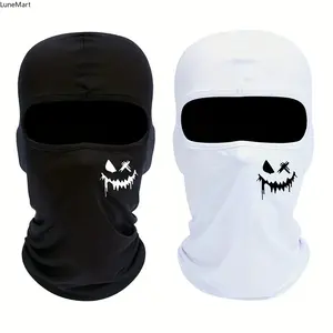 Ice Silk Breathable Sun Protection Balaclava with Smiley Print, Full-Face Ski Mask for Summer Outdoor Cycling, Motorcycle Riding