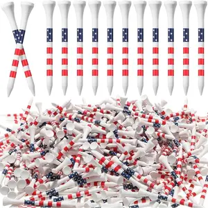 100Pcs American Flag Golf Tees Wood Patriotic Golf Tees USA Stars and Stripes Golfing Tees Reduce Sidespin and Friction for Men Women Golf Balls Game