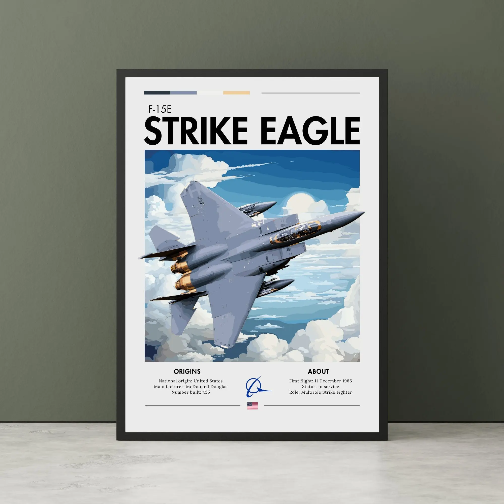 F-15E Strike Eagle Print - Aviation Art, White Cliffs, Plane Poster, Fighter Jet Poster Wall Art, Unframed Artistic Decor Room Ornaments