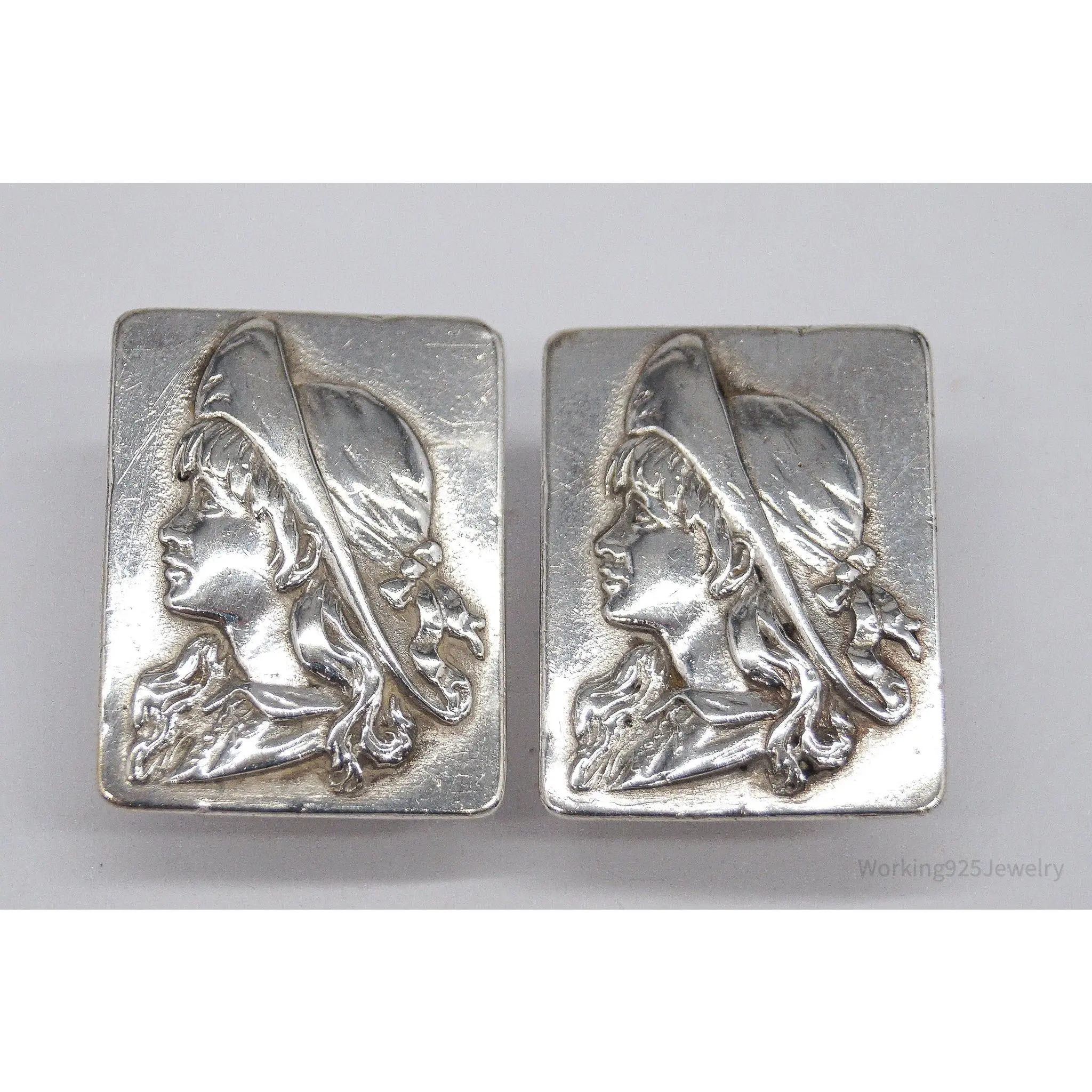 Antique Victorian Era 1800s Woman Sterling Silver Cufflinks