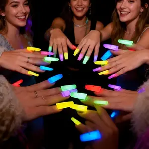 Glow-In-The-Dark Nail Art Stickers Party Set, Includes Adhesive Backing & Tools, Easy Apply/remove, Multiple Colors, Perfect for Night Parties