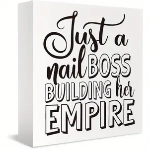 Nail Tech Gifts for Women, Nail Artist Technician Manicurist Gifts Nail Salon Room Desk Wood Sign Decor, Just a Nail Boss Building Her Empire Sign 5x5inch