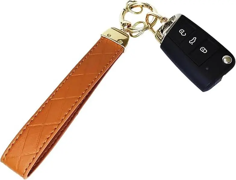 Cute Leather Wristlet Keychain with D-Ring, Halloween Fall Fashion Accessory Car Keychain for Women
