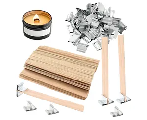 Wooden Candle Wicks 100 Pcs, 5.1 X 0.5 Inch Wood Wicks for Candle Making, Naturally Smokeless Wooden Candle Wicks Candle Cores with Wick Clips
