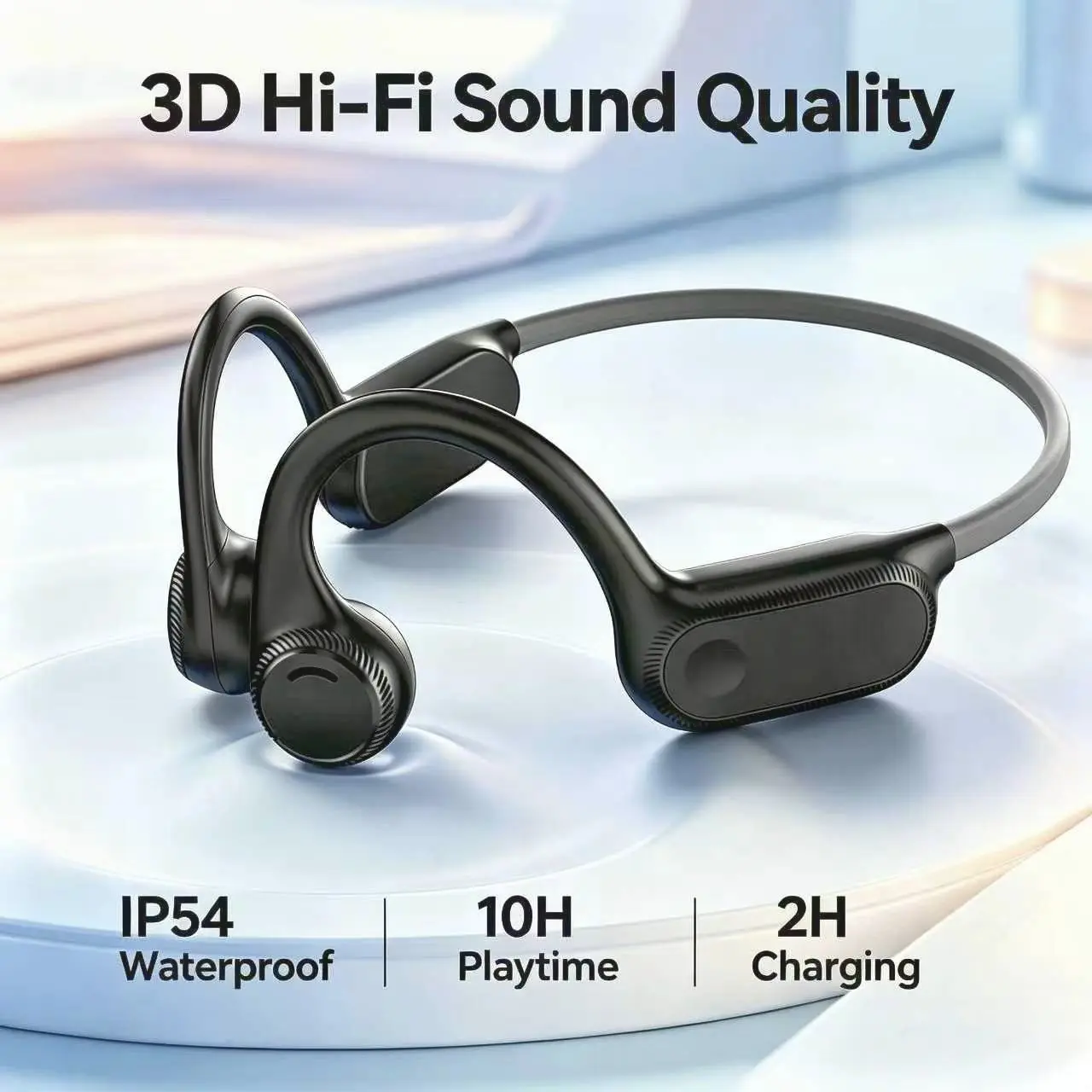 Big Volume Open Ear IP54 Sports Air Conduction Headphones Bluetooth 5.2 Waterproof Wireless Earphones 220mAh Battery Easy Control Stereo Audio