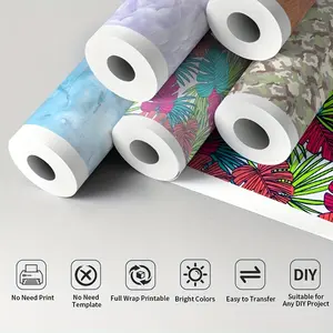 New Hydro Sublimation Pattern Paper 15 in x 40 ft Infusible Sheets Ink Transfer Sheet Roll for 40 OZ Sublimation Tapered Tumblers Print with Custom Name Text Pattern Colorful Party (10 Patterns Mixed