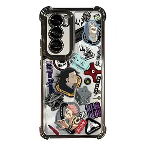 Anime Pattern Aesthetic Electroplated TPU Casing For iphone 16 15 14 13 12 11 X XS PRO PLUS MAX Four Corners Anti-Fall Transparent Soft Silicone Gift Shockproof Protection Anti-Drop Protective Protector Phone Cases Shell Cover