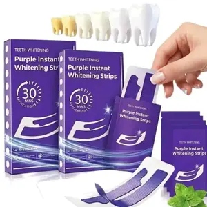 Purple Teeth Whitening Strips,28 PCS Whitening Sessions,Purple Tooth Whitening, Tooth Stain Treatment, Combining Whitening and Colour Correction,Peroxide-Free Enamel-Safe whiten