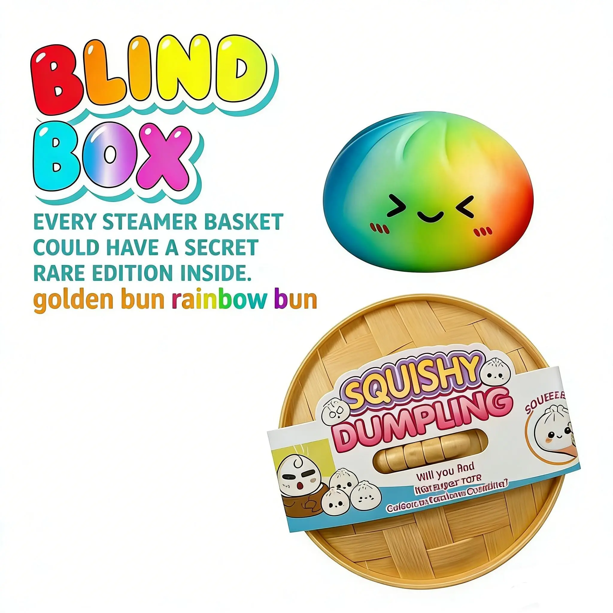 Smiling Face Emoji Big Dumpling Squishy, Mystery Bun Fidget Toy, Soft TPR Material, Decompression Squeeze, Stress Relief Unboxing Surprise, Stress Relieving Accessory, Random Style Per Pack, Gift for Kids, Anxiety Relief Products