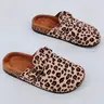 Women's Leopard Print Slip-On Sandals, Leopard Pattern Slides, Casual Fashion Anti-Slip Flat Shoes, Fall Winter Spring Summer Wearable Sneakers, Non Slip Slippers