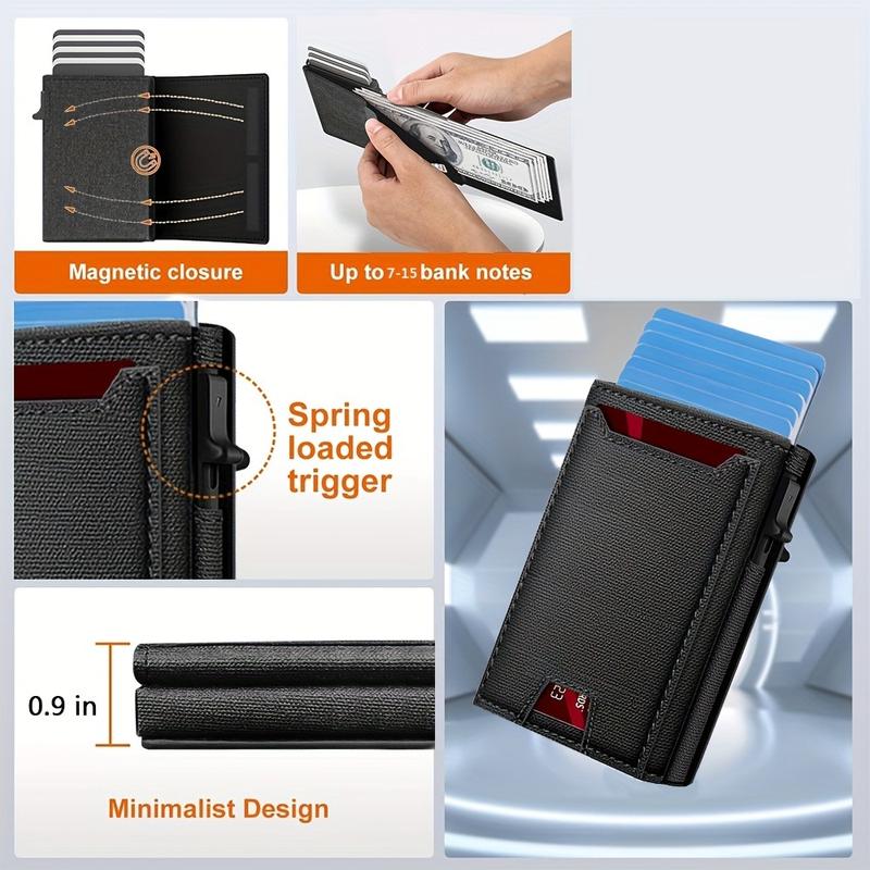 2025 New Men's Business Wallet with Multi-card Slots Magnetic Enclosure RFID Blocking Travel Card Holder Secure Card Pack