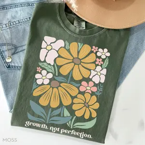 Comfort Colors Mental Health Shirt for BCBA Gift, Special Education Teacher T-Shirt, Growth Not Perfection, RBT Gift