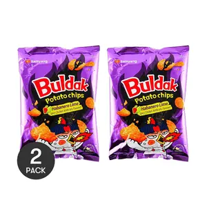 2 Pack SAMYANG Buldak Potato Chips Habanero Lime 4.23 oz Each - Korean Snack, Spicy Fire Chicken Flavor