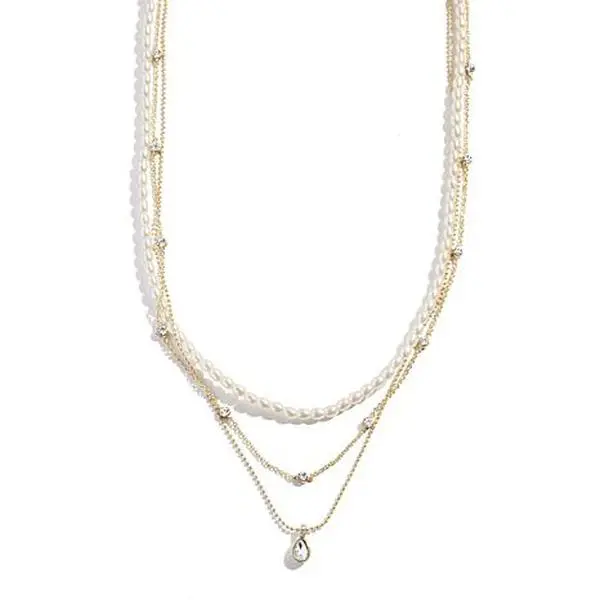 BAUBLEBAR Goldtone Triple Layer Pearlized Necklace