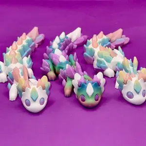 3D Printed  RubiKuro Dragon Pastel Rainbow Articulated Fidget