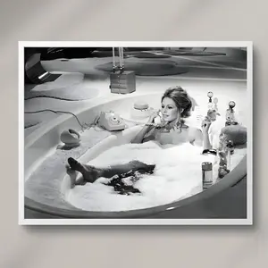 REDWOODSTOSEA Brigitte Bardot Bathtub Poster Black And White Print Woman In Bath Poster