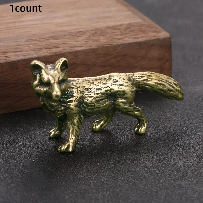 Elegant Antique Brass Fox Statue, Collectible Figurines, Perfect Desk & Coffee Table Decor, Ideal Gift for Home or Office, Indoor/outdoor Use