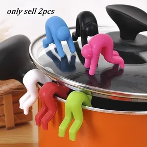 2pcs Lid Holder Silicone Anti-overflowing Pot Side Clips Creative Pot Cover Raising Holder Cooking Tools Kitchen Accessories