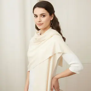 Elegant and Versatile Cream Cashmere Blend Wrap Shawl Scarf