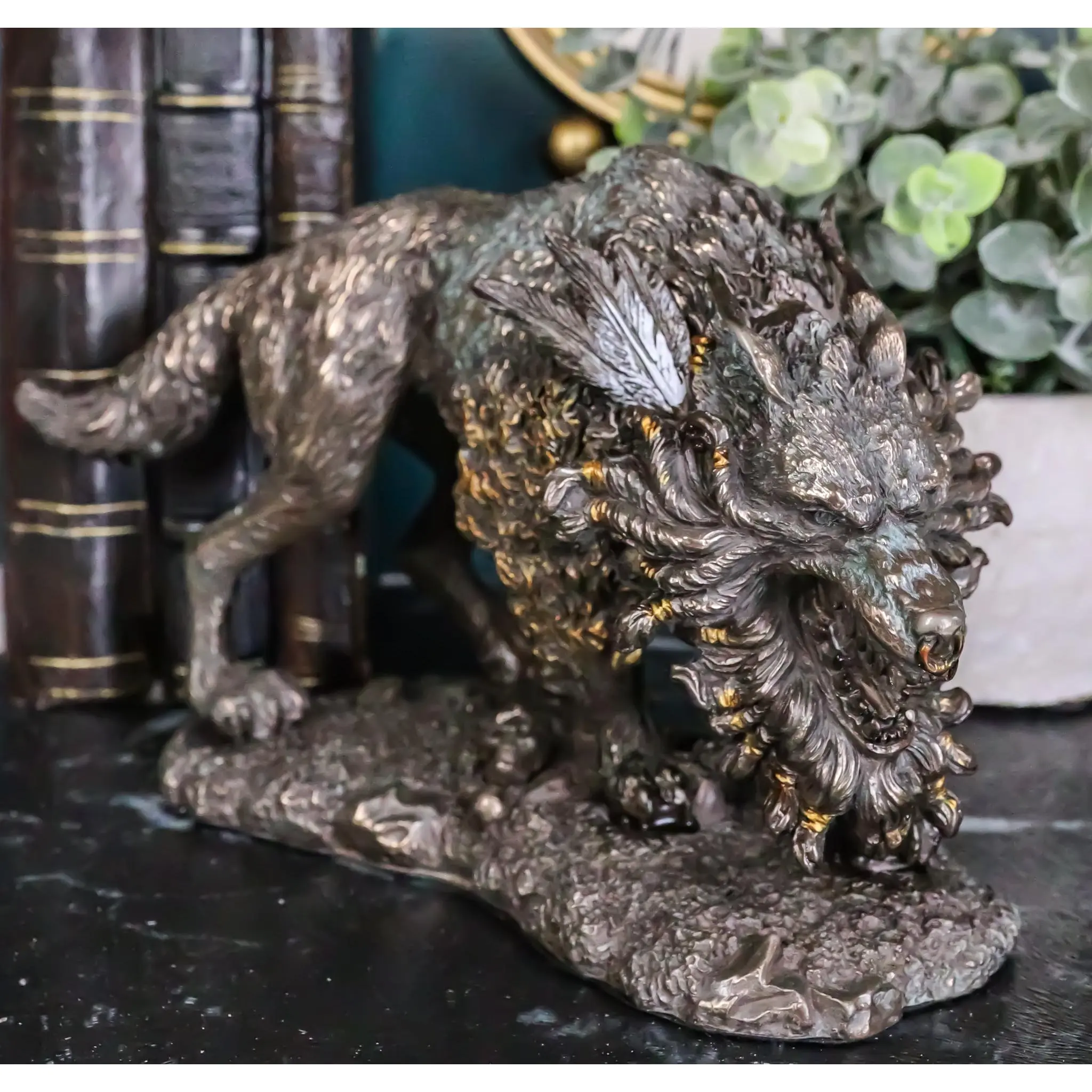 Ebros Gift Viking Norse Mythology Fenrir Statue 8.25"L Vánagandr Giant Wolf