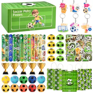 122 Pcs Soccer Party Favors Goodie Bag Set with Trophy Pull Back Car Slap Bracelets Keychains Stickers Fidget Spinner For Soccer Themed Birthday Party Supplies Decorations Gifts For Boys Girls Kids Team Prizes