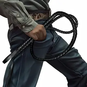 Artificial Leather Whip with Convenient Strap, Soft Handle for Comfortable Grip, Ideal for Equestrian Horseback Riding Role-Playing Stage Performances
