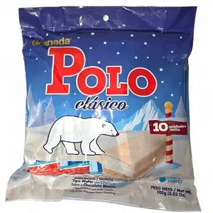 Polo Granada Pack x10 10g Marshmallow & Waffer Cookie with Chocolate Flavor Coating Delightful Snack for Any Occasion