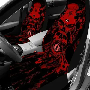 1 Set Dark Gothic Horror Car Seat Covers, Red Skull Devil Pentagram Occult Car Seat Protector, Universal Fit 2pcs/5pcs High-Back Car Accessories, Christmas Gift for Friends, Machine Washable Polyester Decor, Car Seats Cover