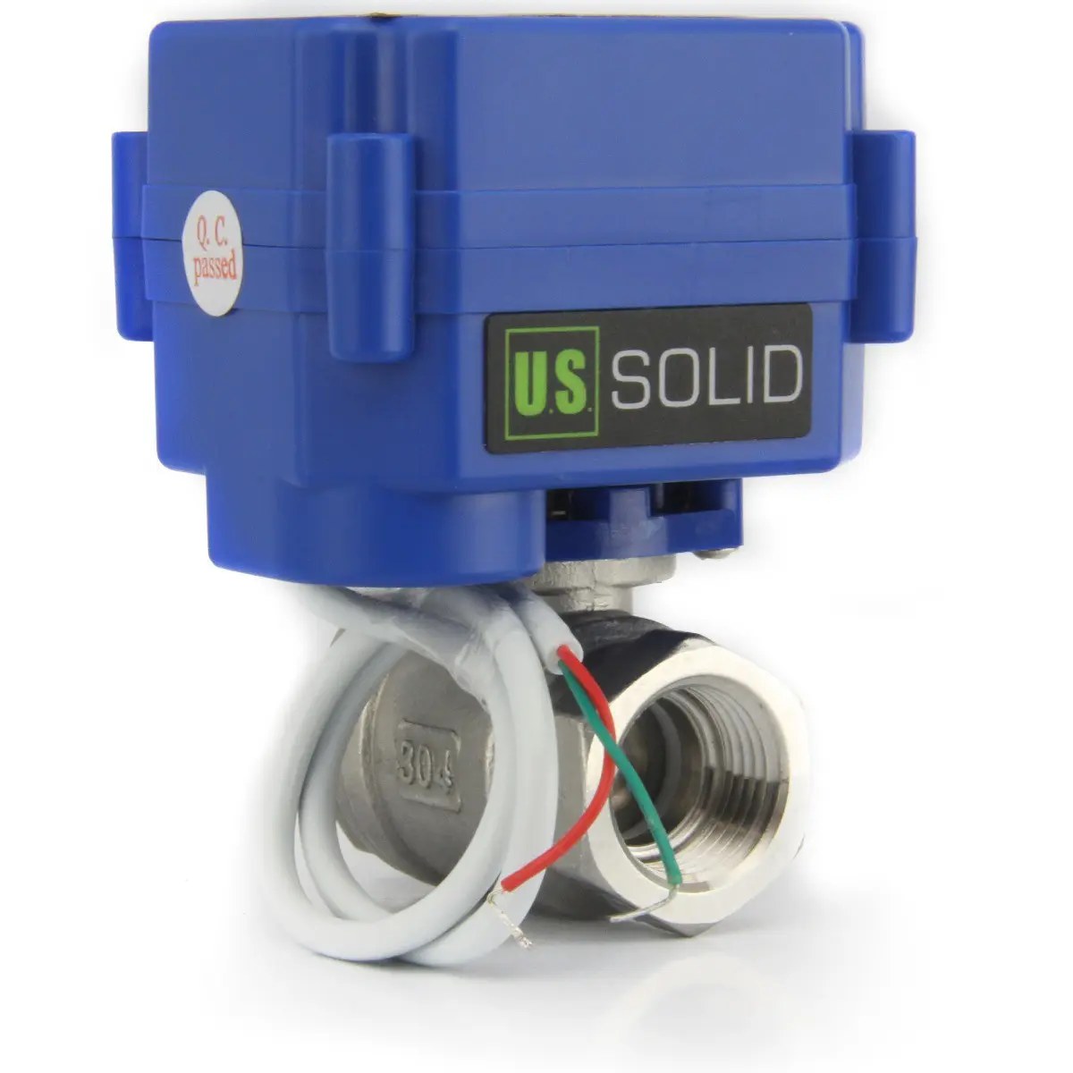 U.S. Solid Motorized Ball Valve 1/2" Stainless Steel Full Port 9-24V DC 2 Wire Reverse Polarity Normally Closed