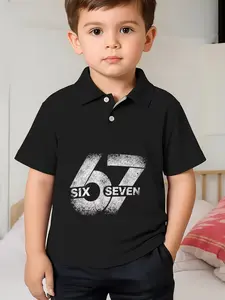 Cool Base Vintage Number 67 Print Polo, Street Style Trendy Design, Youth Personality, Slim-Fitting Casual Wear, Graphic Printed Shirt, Casual Shirts