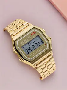 Trendy Unisex LED Electronic Digital Watch, Stylish Watch, Ultra-Thin Multifunctional Design, Alloy Case, Silver Color Dial, Buckle Closure, All Seasons Wear