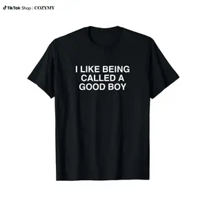American-style high street Men's Funny "I Like Being Called a Good Boy" Graphic T-Shirt - Black Cotton Short-Sleeve Tee, Comfortable & Versatile Summer Casual Wear Menswear Top
