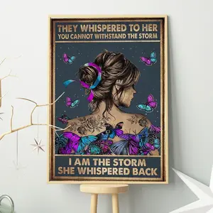 They Whispered To Her You Cannot Withstand The Storm I Am The Storm She Whispered Back Poster, Wall Decor, Girl Into The Forest Art Print.Office Gift Decorative Plaque Print Tin Lightweight Farmhouse Door Sign,Perfect gift for Mother’s Day