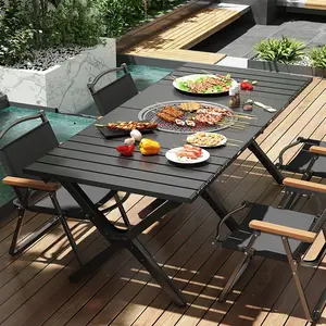 Outdoor Folding Table - Portable Camping, BBQ, and Picnic Table; Versatile Foldable Table for Home Use, Camping, Grilling, and Fireside Tea Brewing