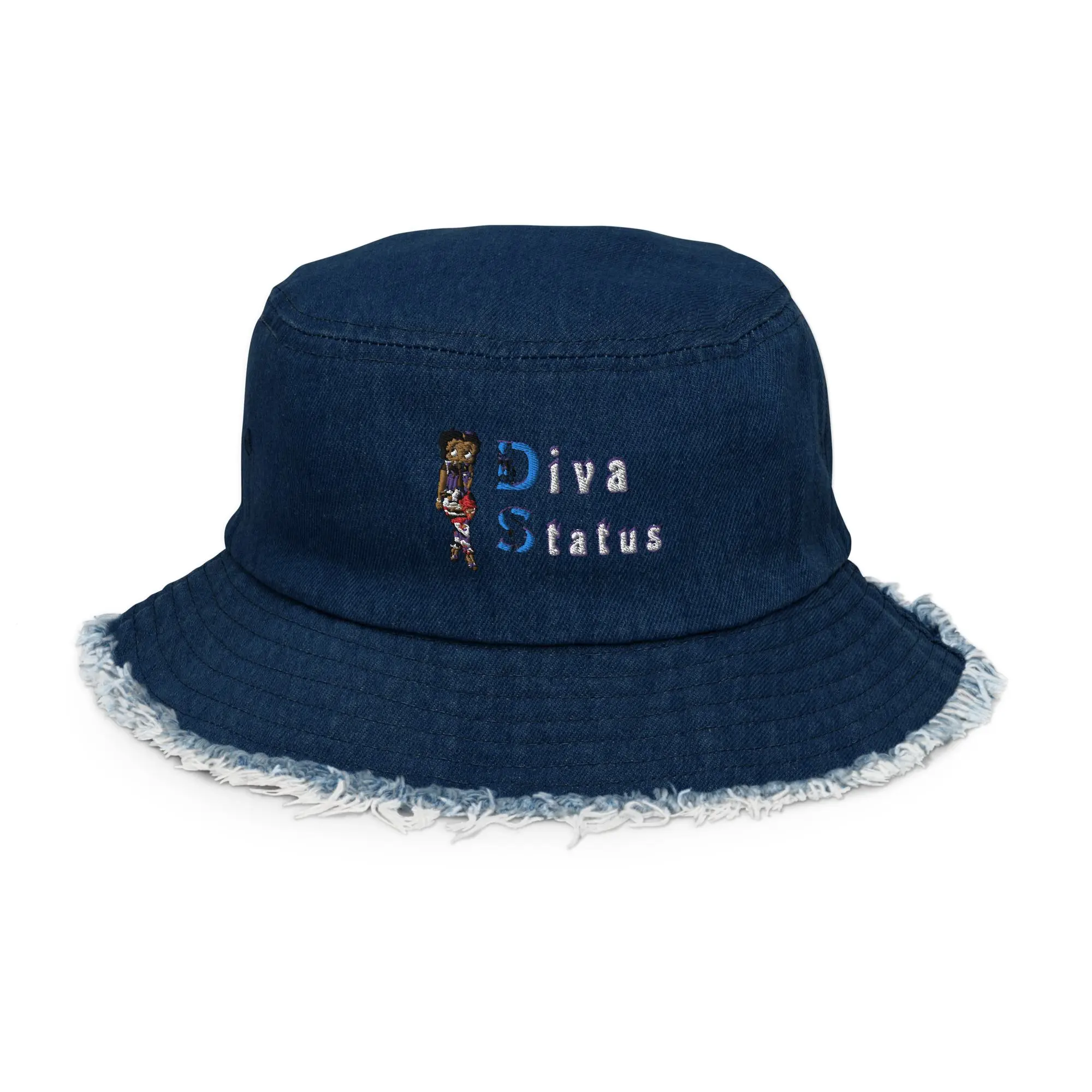 We Do Custom Orders / Diva Status Club / For Shenika A. / Distressed denim bucket hat