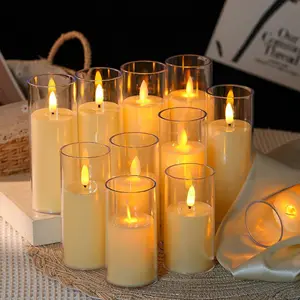 Flameless Candle Glass Candles Battery Operated LED Candle, Perfect Gift for Valentine's Day, Anniversary to bf