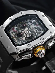 Men’s Sports Quartz Luminous Analog Stylish Watch, 3atm Waterproof Design, Silicon Strap & Alloy Case, 44mm Large Dial, Luminous Feature, Ideal Gift