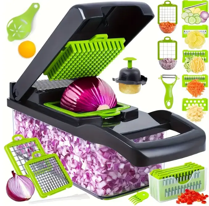 16-in-1 Vegetable Chopper - Durable Slicer, Kitchen Slicer, Vegetable Cutter Utensils for Busy Home Cooks to Reduce Prep Time & Enhance Kitchen Routine