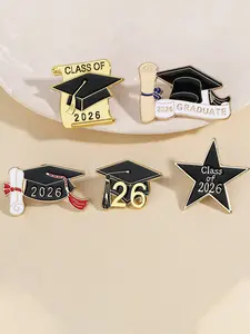 5-Piece Brooch Set, Graduation Season Student Badge Pins, Unisex Fashion Accessories, Perfect for Clothes Backpacks Hats, Party Gift Decorations
