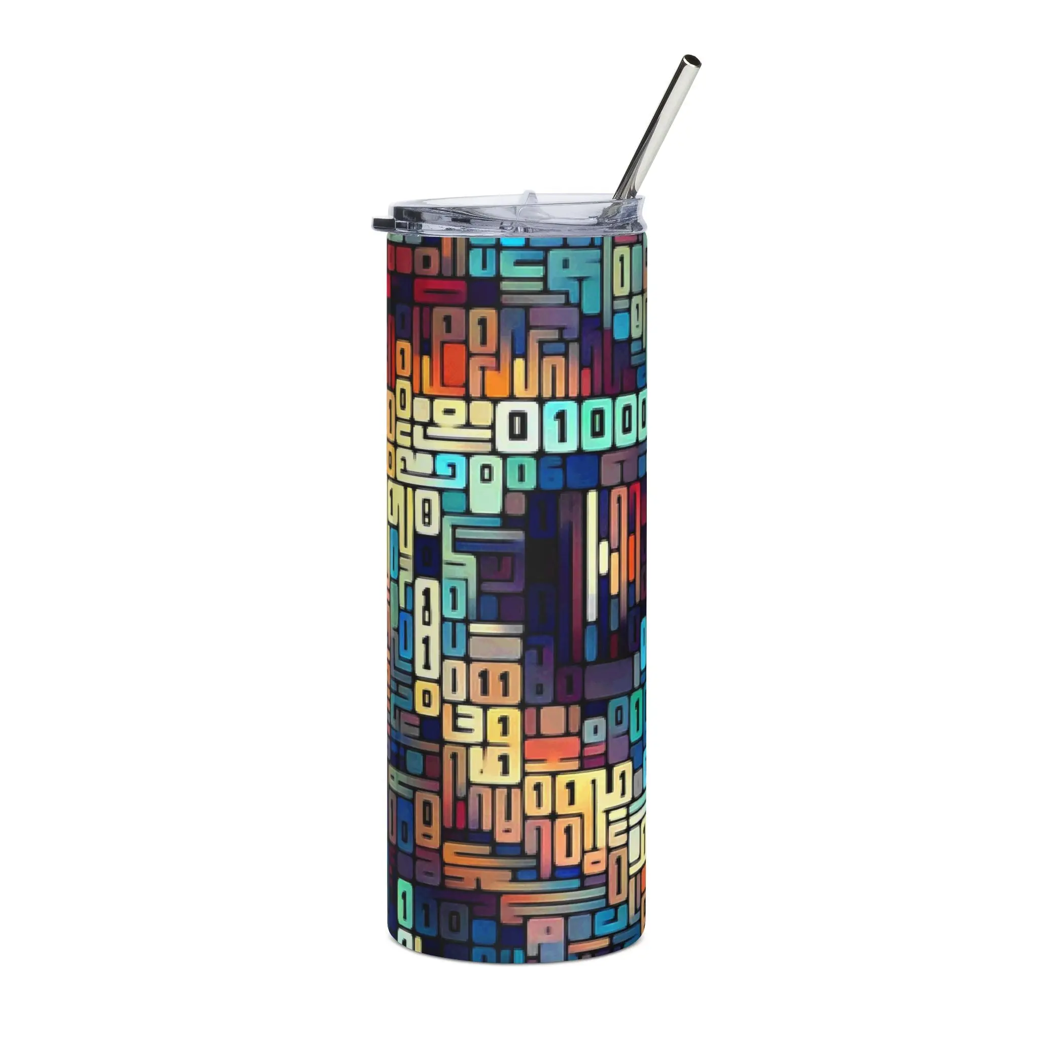 Tumbler: Secret Binary Code - Colorful Geometric Tumbler 20oz Drinkware Flasks
