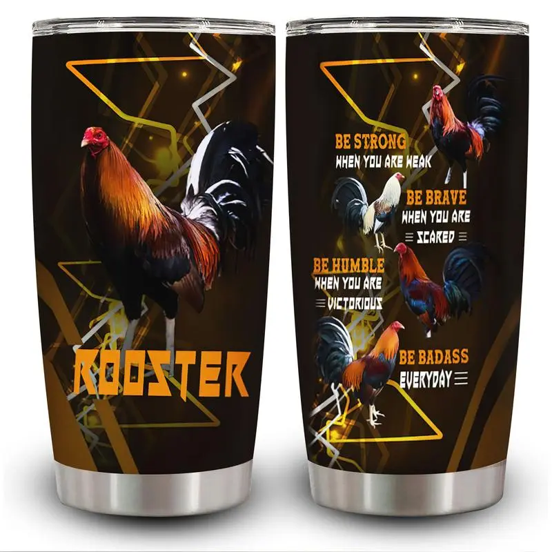 [BNB Gift 2025] Rooster Art Tumbler with Lid, Insulated Travel Mug, Gift for Women Men, Ideal for Christmas, Independence Day, Memorial Birthday Gift, Coffee Cup