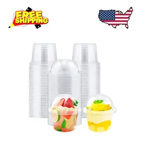 50Pcs 8oz Clear Plastic Cups with Dome Lids(No Hole)
