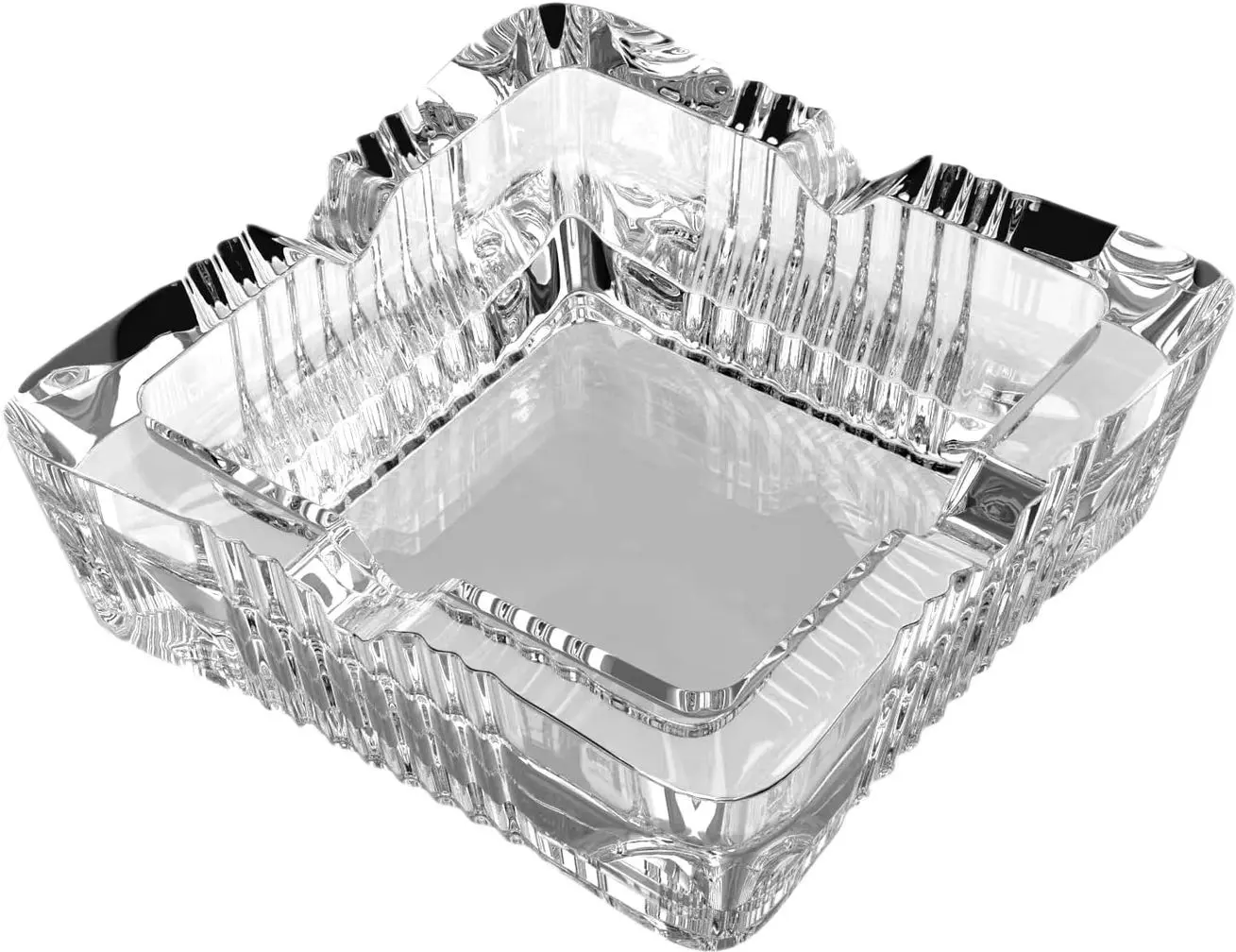 Square Crystal Ashtray, Classic Design, Large Home Ashtray for Cigarettes & Outdoor (4.1 inch)