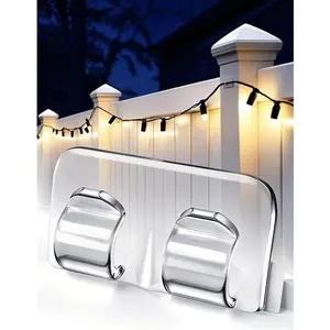 Waterproof Adhesive Hooks for Hanging Lights: 40Pcs Heavy Duty Clear Cord Holders - Outdoor String Light Clips with Strong Sticky Strips - Reusable Weatherproof Clips for Christmas Decorations Organiser Wall Installation Smooth