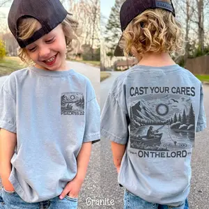 Boys Christian Fishing Shirt Comfort Colors Christian Tshirt for Kids Bible Verse T-shirt Jesus Tee Youth Baptism Gift for Fisher T Shirt