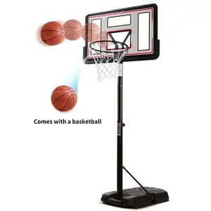 Naipo 44In Portable Basketball Hoop with Height Adjustable 6.56Ft to 10Ft Basketball Goals for Younger People Indoor Outdoor with Free Basketabll