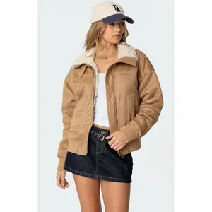 Edikted Women's Faux Suede Bomber Jacket