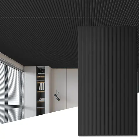 Art3d 12-Pack 24x48in Waterproof PVC 3D Slat Wall/Ceiling Tiles - 3D Texture Adds Depth, Modern Look, Lightweight, Sturdy, Easy Installation, Easy Customization, Fits 15/16" T-Bar Grids, Commercial/Bedroom Use, 96 Sq Ft Full Coverage